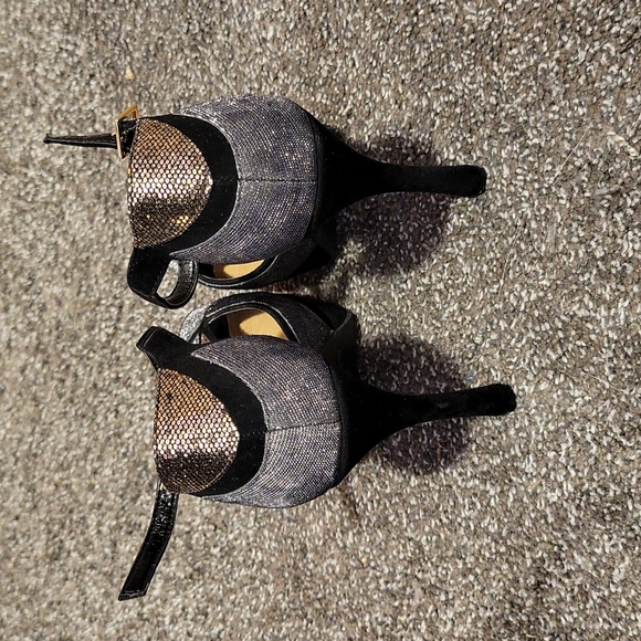 Jessica Simpson Gunmetal Glitter Heels Size 7.5 - Picture 3 of 3